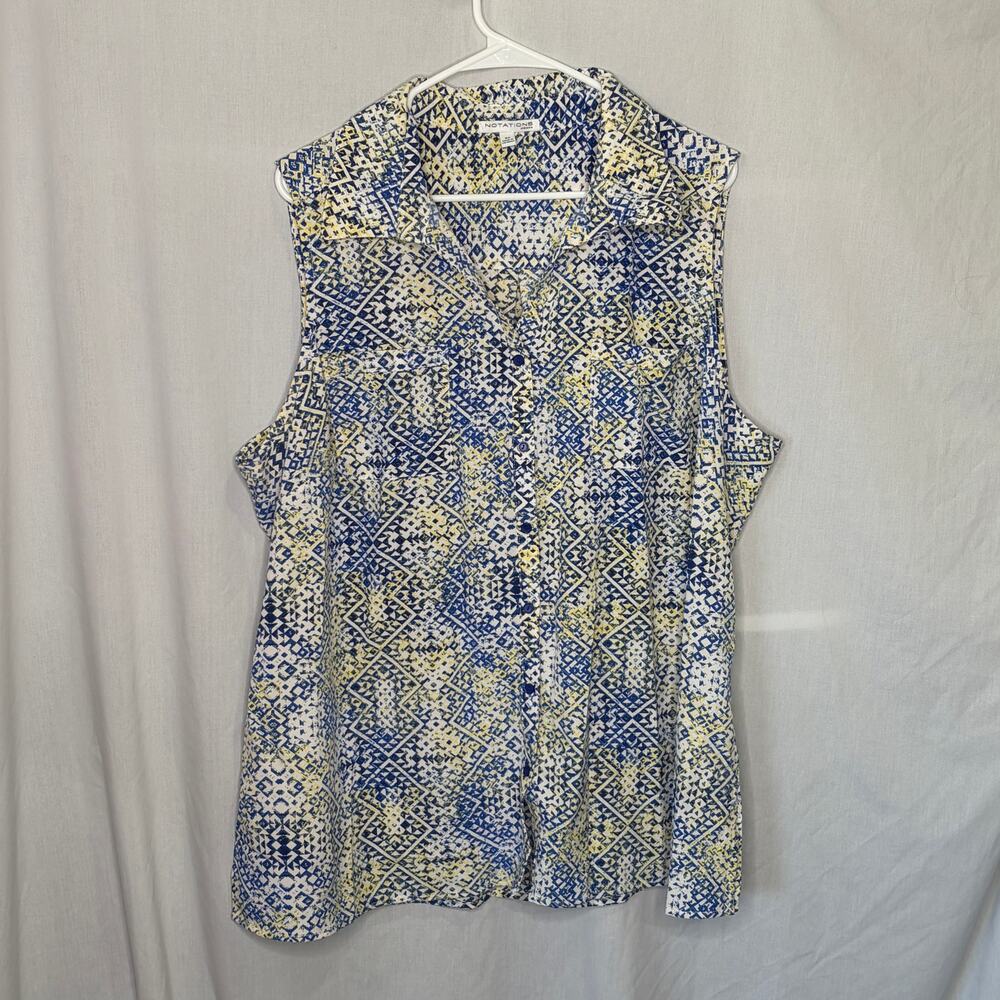 Notations Sleeveless Geometric Print Blouse 3X